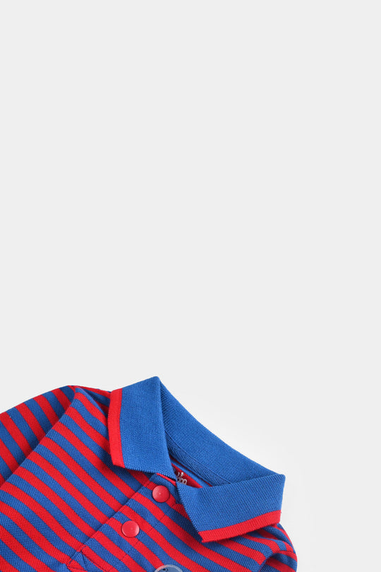 Infant Boys Jumbo Pique Polo F/S Fun Dino-C.Blue