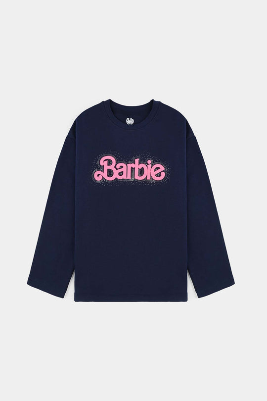 Girls Cotton Terry T-Shirt - Navy