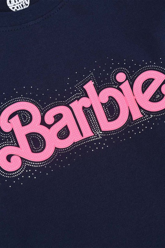 Girls Cotton Terry T-Shirt - Navy
