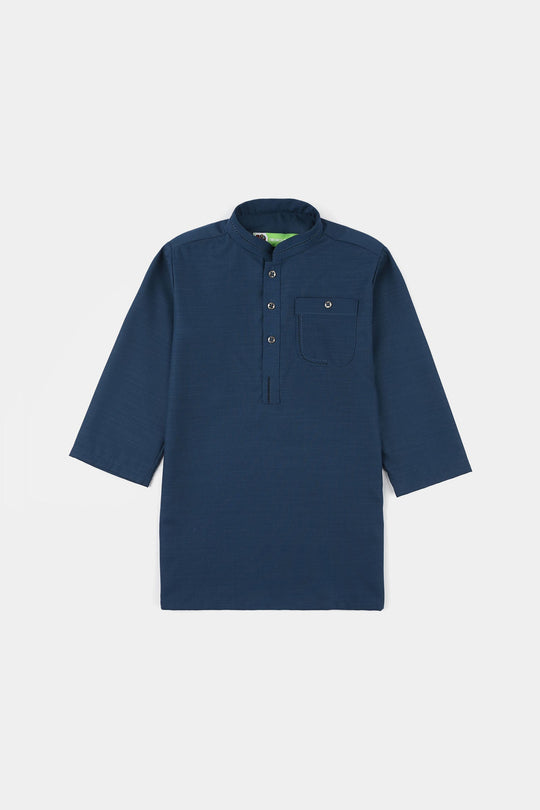 Infant Boys Poly Viscose Kurta Pajama (Cut N Sew) - Teal Blue