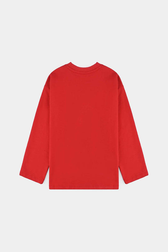 Girls Cotton Terry T-Shirt (Friends) - Red