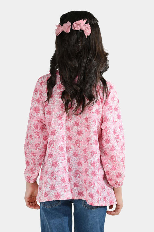 Girls Poly Lawn Casual Top Flamingo-Pink