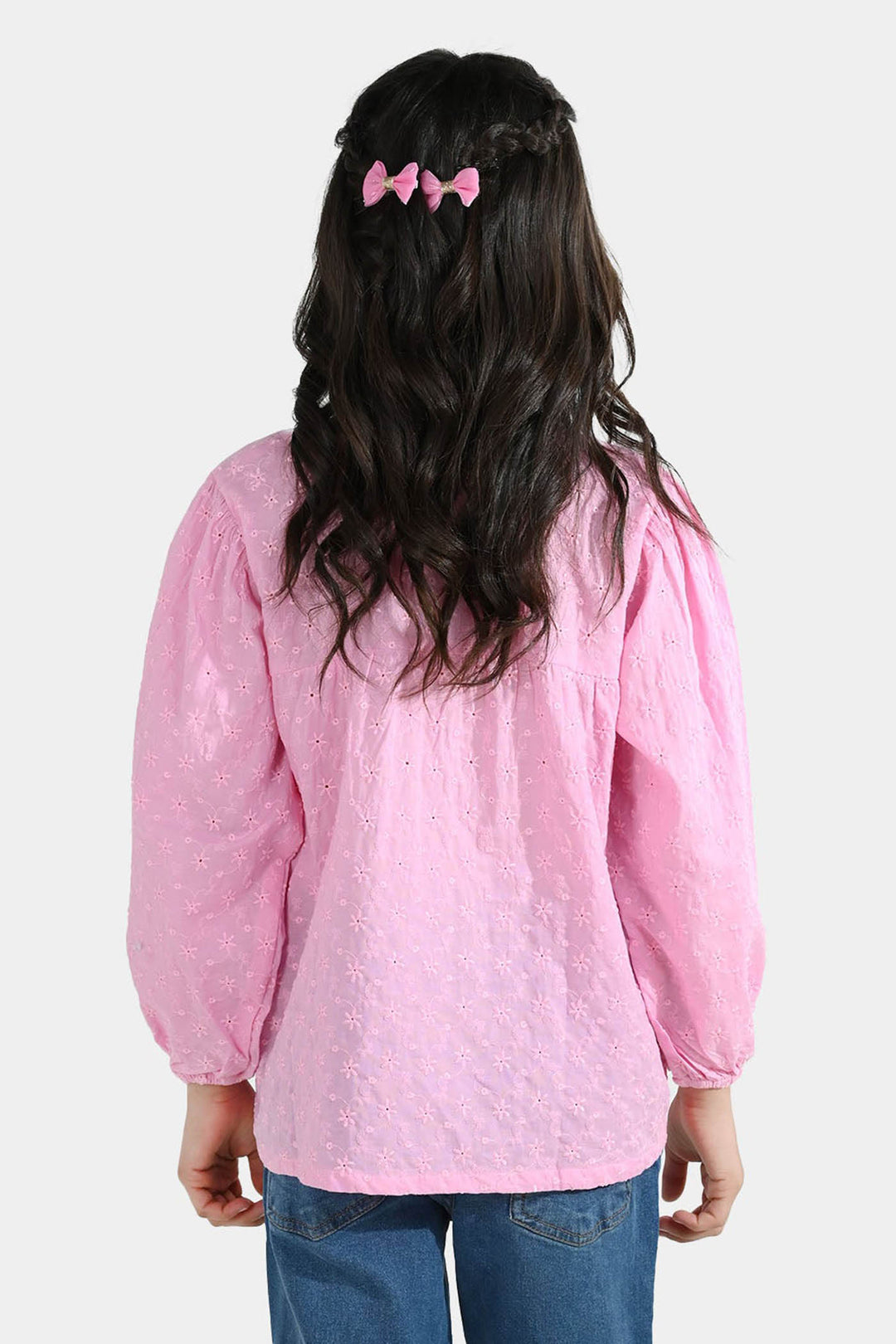 Girls Cotton Emb Top Daffodils-Lilac