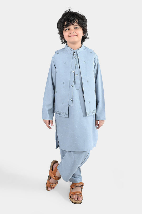 Boys Poly Viscose 3Piece Suit (Blue Stone)