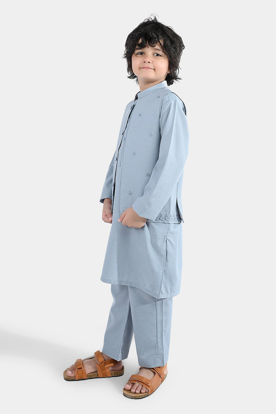 Boys Poly Viscose 3Piece Suit (Blue Stone)