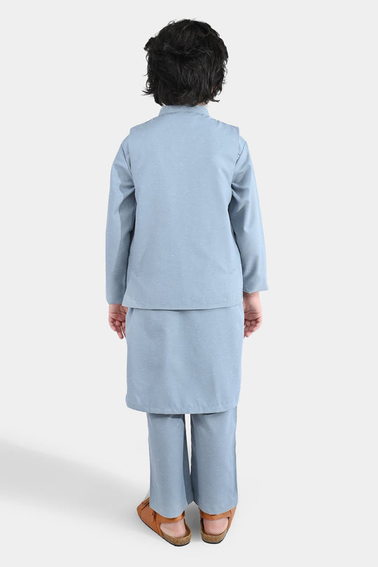 Boys Poly Viscose 3Piece Suit (Blue Stone)