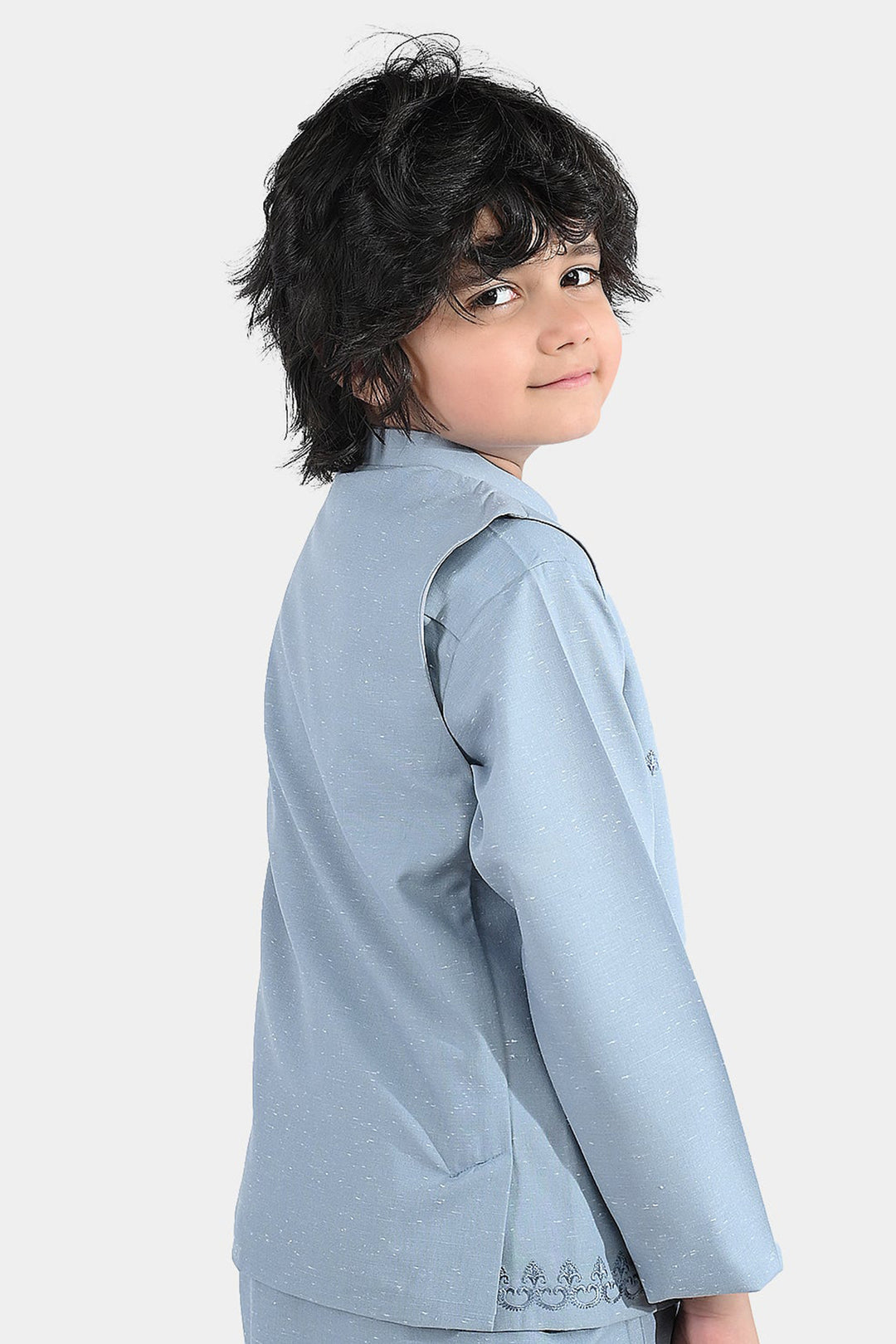 Boys Poly Viscose 3Piece Suit (Blue Stone)
