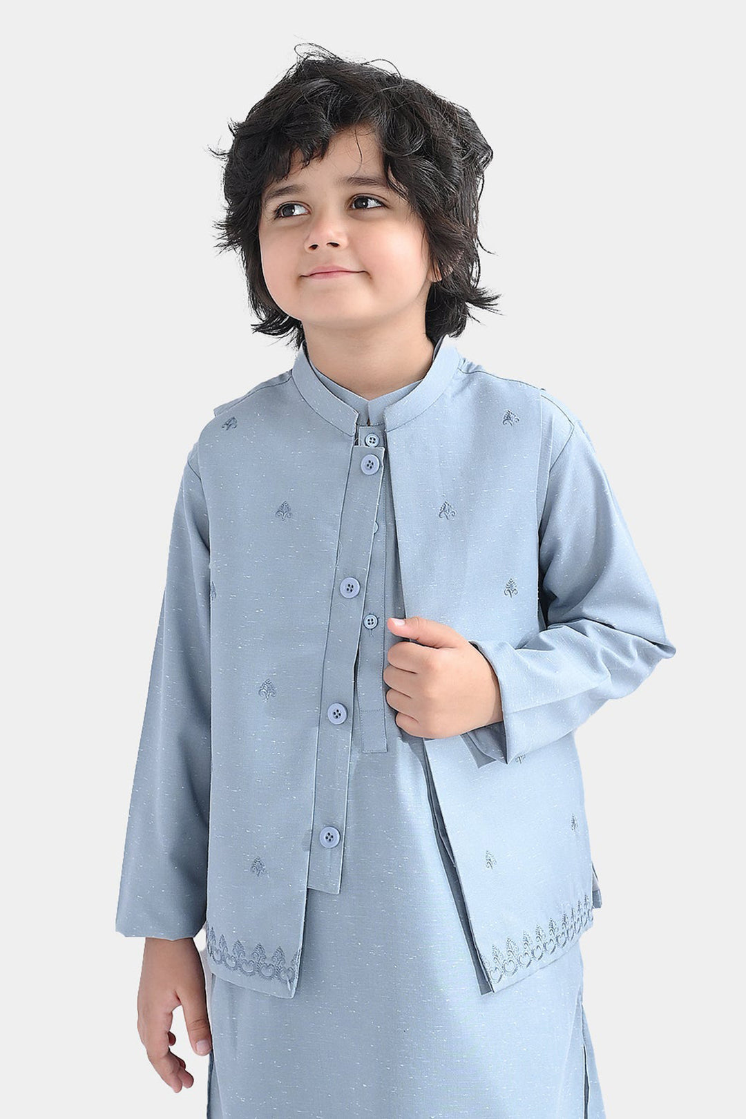 Boys Poly Viscose 3Piece Suit (Blue Stone)
