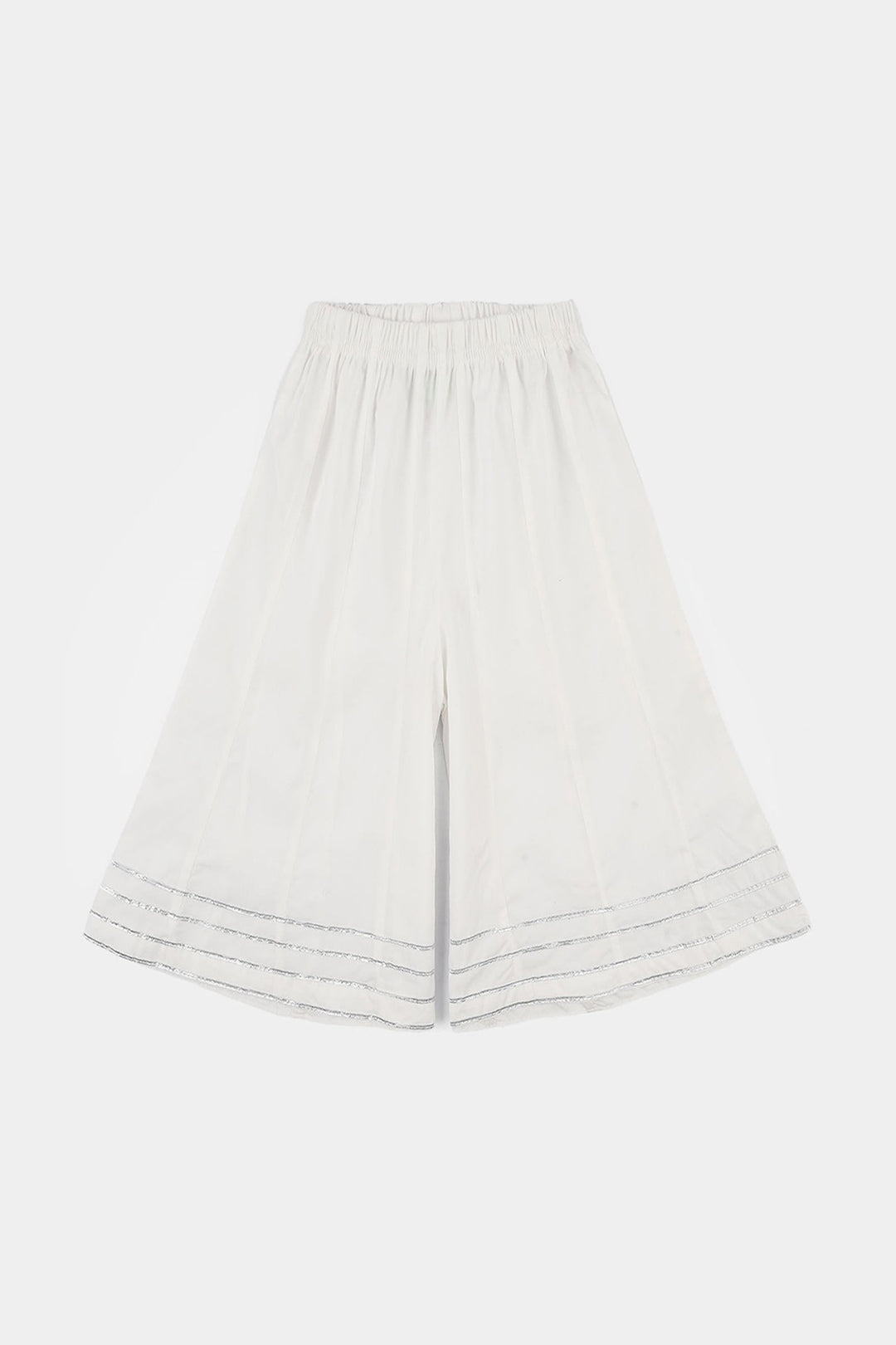 Infant Girls Cotton Dhaka Pants Gota Patti - White