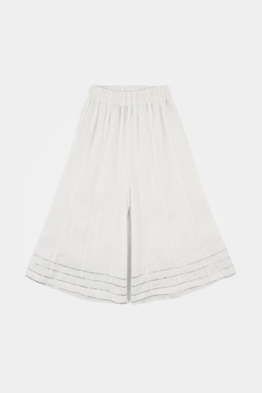 Infant Girls Cotton Dhaka Pants Gota Patti - White