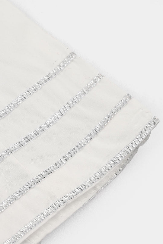Infant Girls Cotton Dhaka Pants Gota Patti - White