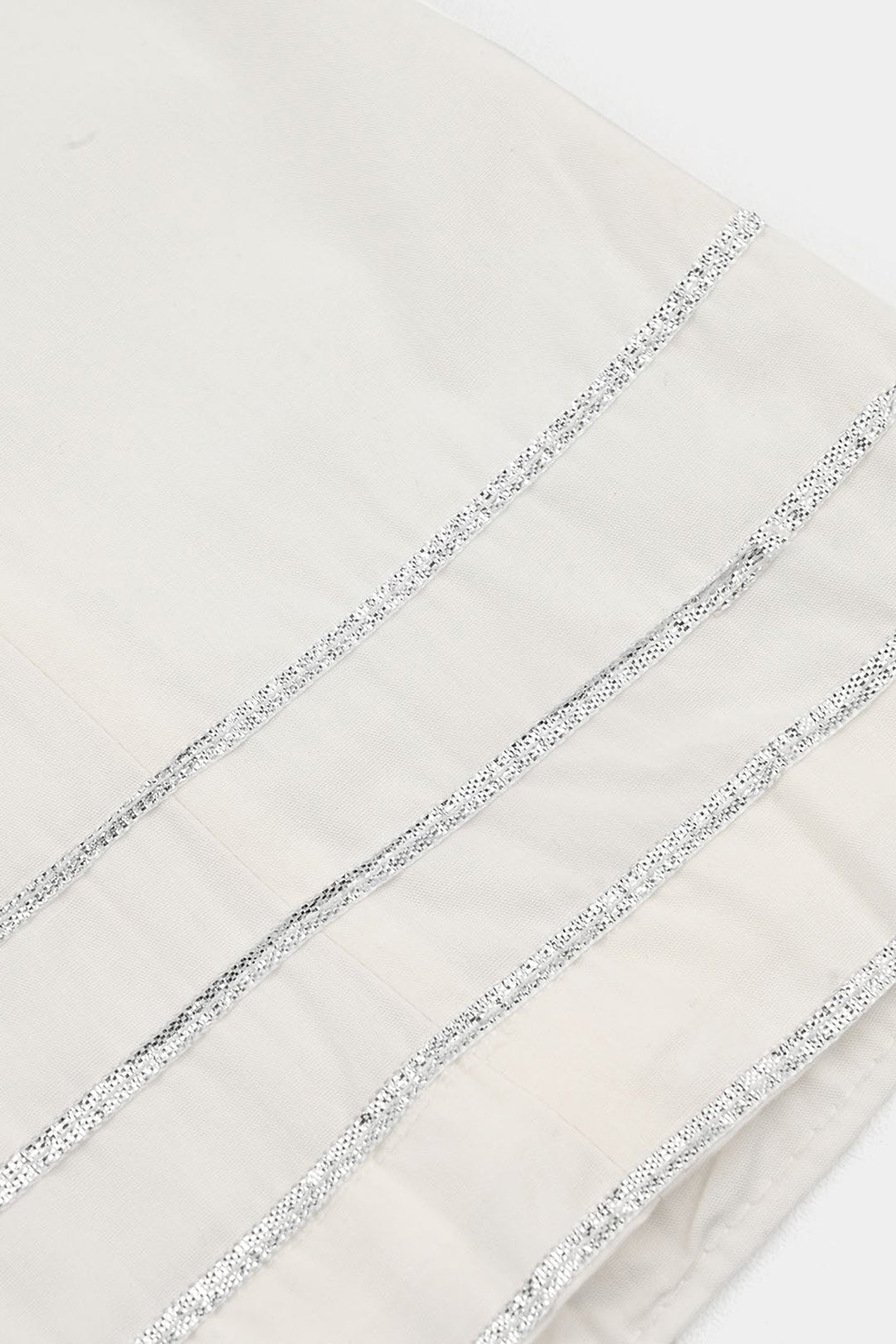 Girls Cotton Dhaka Pants with Gota Patti – White