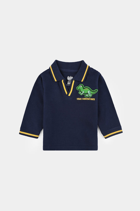 Infant Boys Jumbo Pique Polo F/S Dino-NAVY