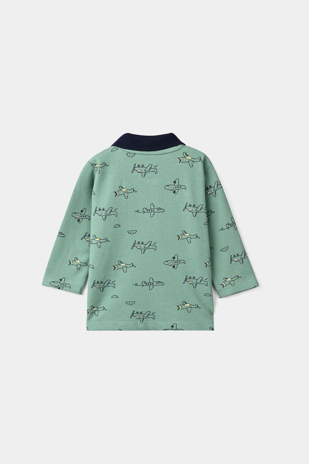 Infant Boys Cotton PK Polo F/S Airplane-Oil.Blue