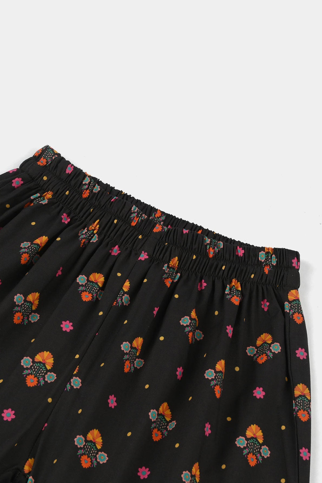 Girls Cotton Printed Gharara (Swan) – Black