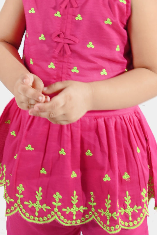 Infant Girls Cotton Emb 2Pcs Baby Blossom - Bright Pink