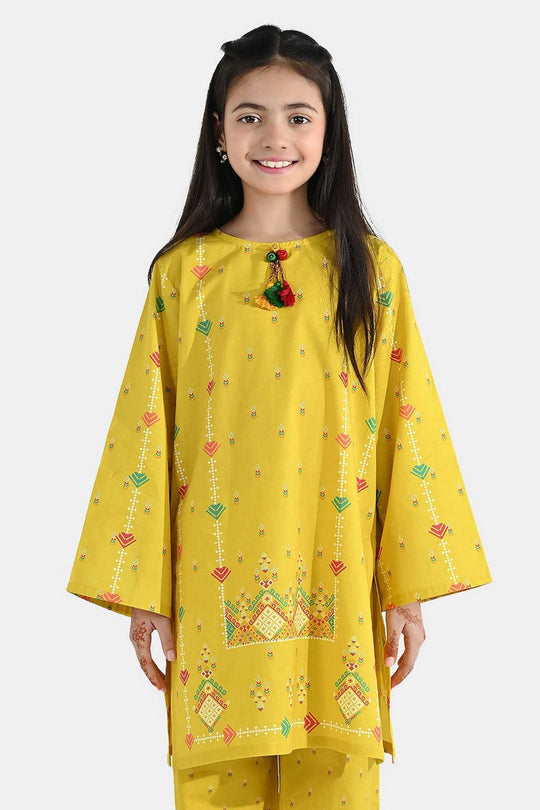 Girls Cotton Printed Kurti (Sunny) – Yellow