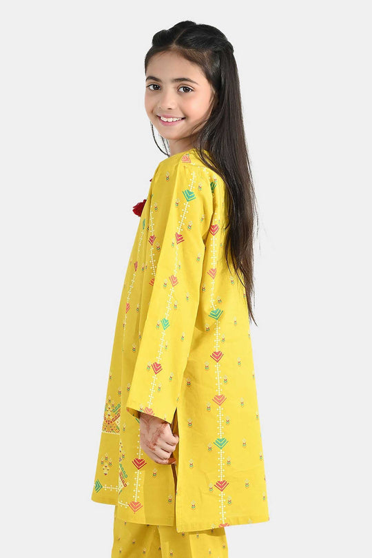 Girls Cotton Printed Kurti (Sunny) – Yellow