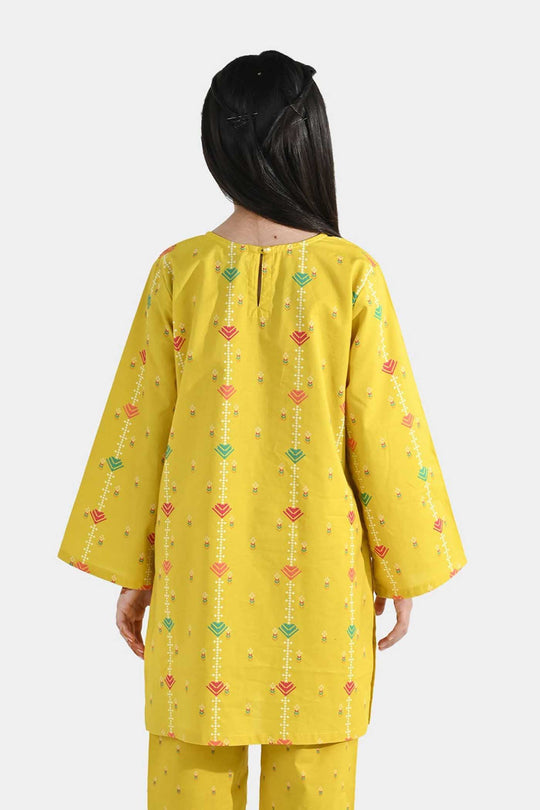 Girls Cotton Printed Kurti (Sunny) – Yellow
