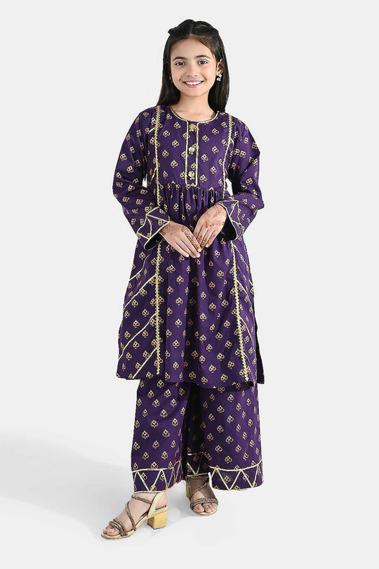 Girls Cotton 2Pcs Set (Zareen) – Purple