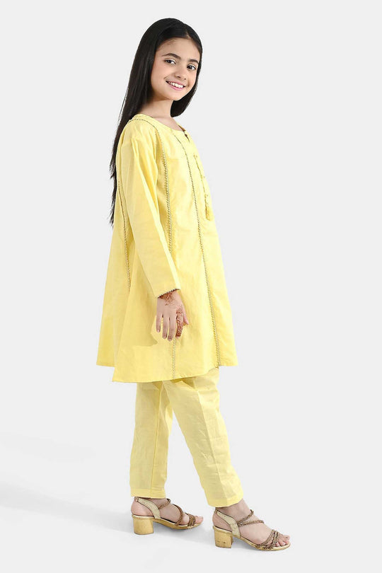 Girls Jacquard 2-Piece Set – Yellow