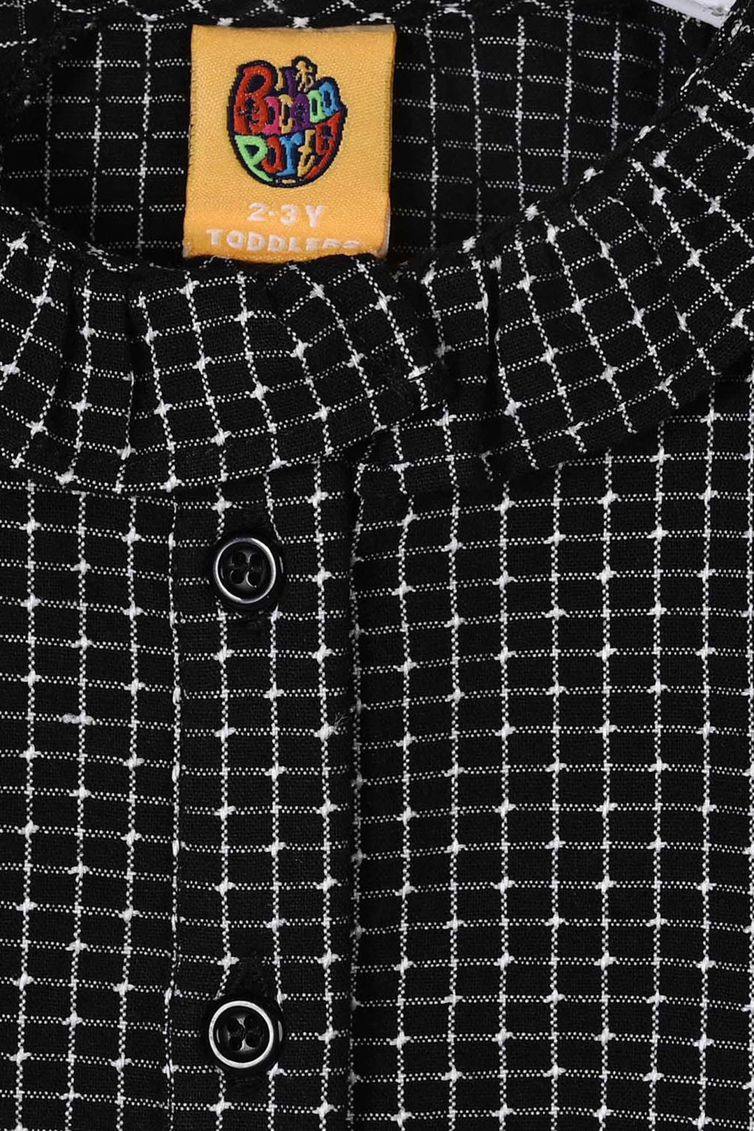 Girls Yarn Dyed Jacquard Casual Top Checks-BLACK