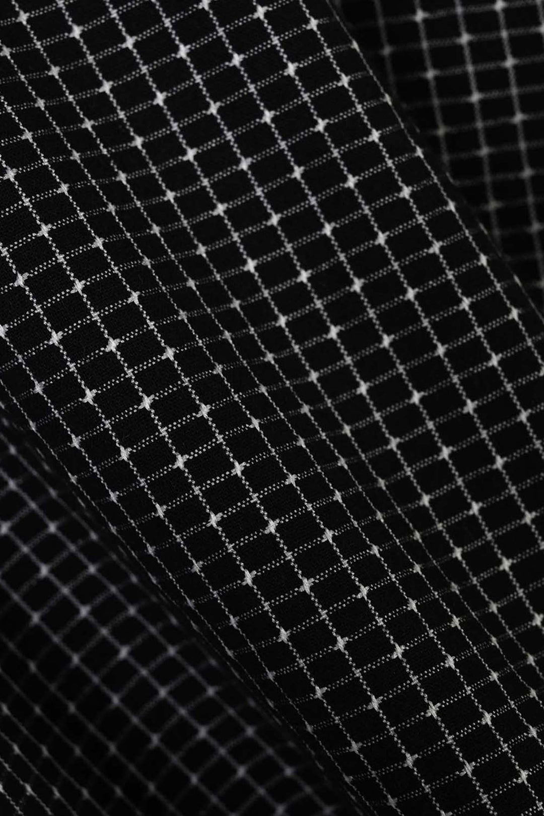 Girls Yarn Dyed Jacquard Casual Top Checks-BLACK