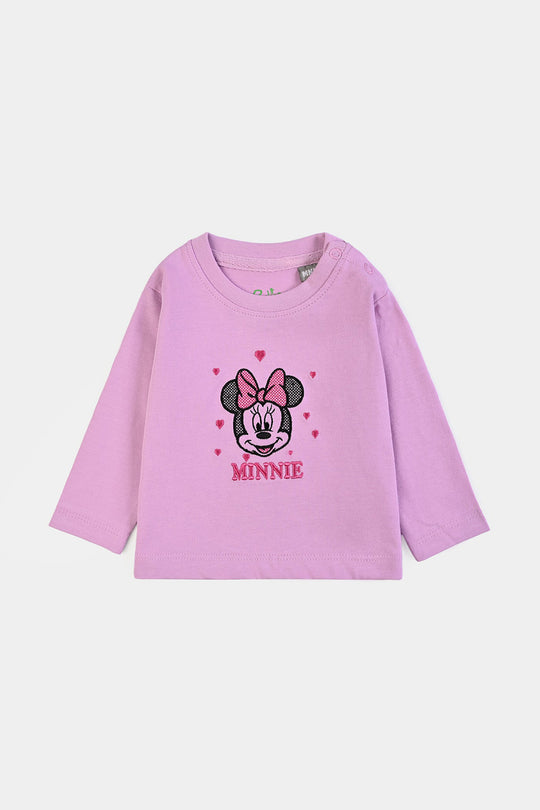 Infant Girls Cotton Jersey T-Shirt Full Sleeves Character - Purple