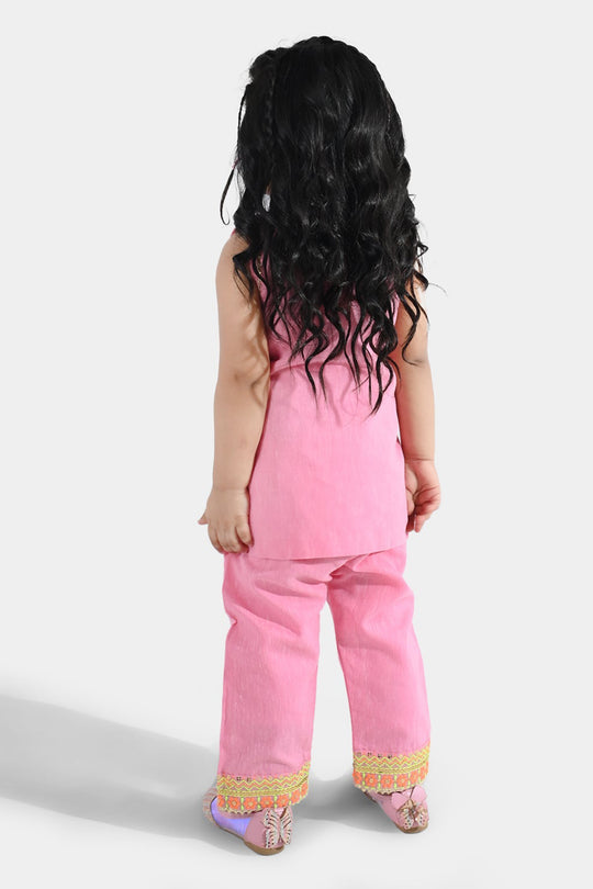 Infant Girls Poly Cotton 2Pcs Roshni-PINK