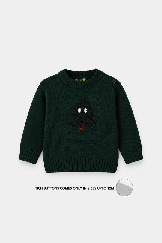 Infant Boys Cotton Sweater Mr Forest - Dark Green