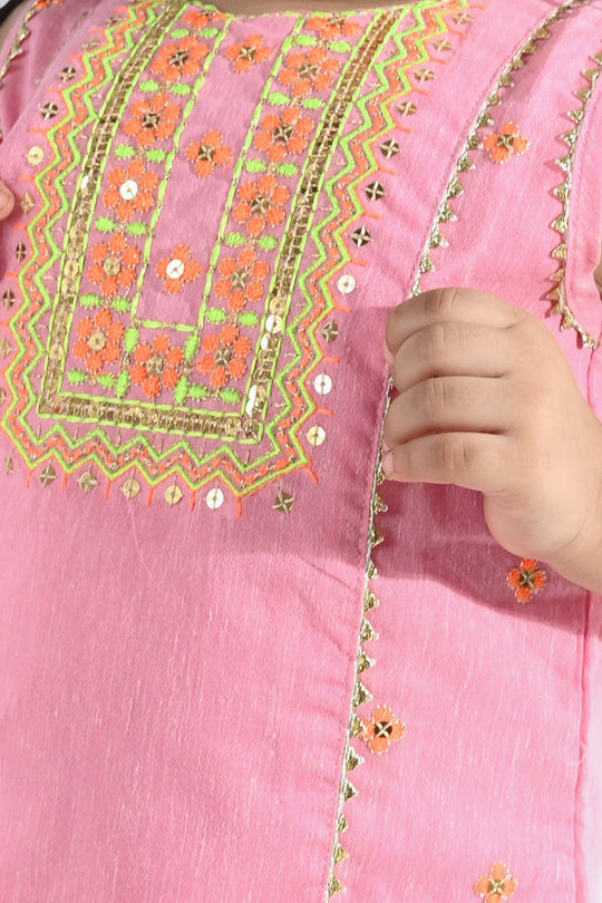 Infant Girls Poly Cotton 2Pcs Roshni-PINK