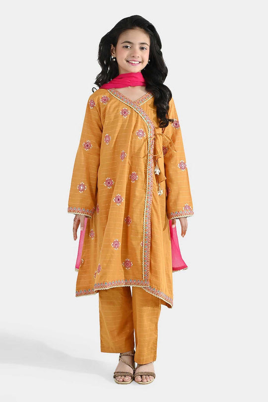 Girls Dobby 3-Piece Set (Sangeet) – Mustard