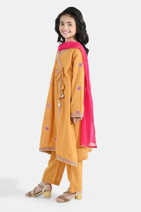 Girls Dobby 3-Piece Set (Sangeet) – Mustard