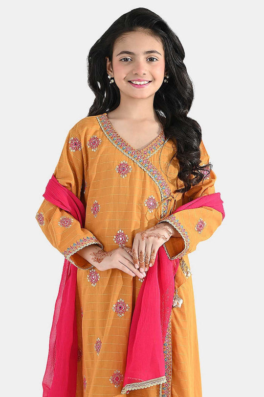 Girls Dobby 3-Piece Set (Sangeet) – Mustard