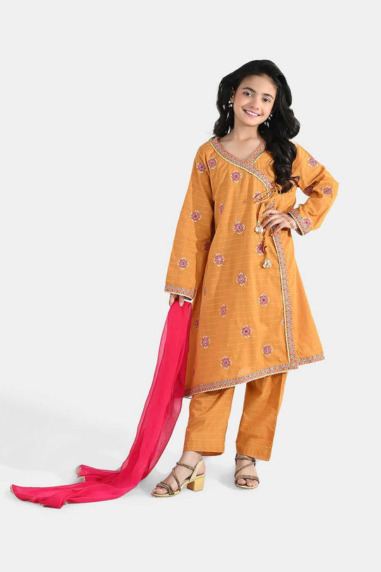 Girls Dobby 3-Piece Set (Sangeet) – Mustard