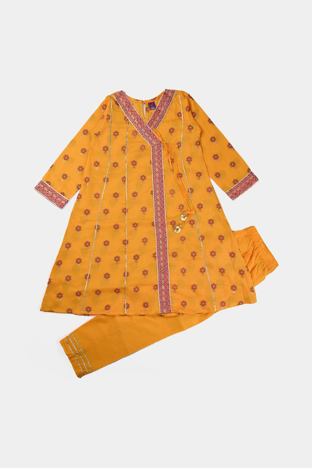 Girls Jacquard 2Pcs Suit-Gold Rod