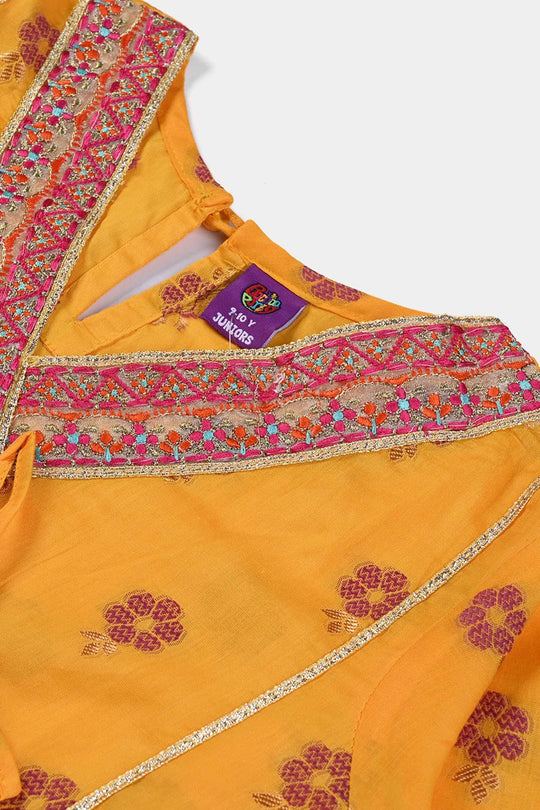 Girls Jacquard 2Pcs Suit-Gold Rod