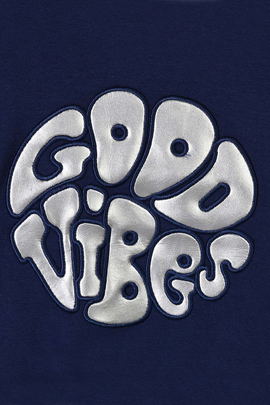 Girls Fleece 2 Piece Suit Good Vibes-NAVY