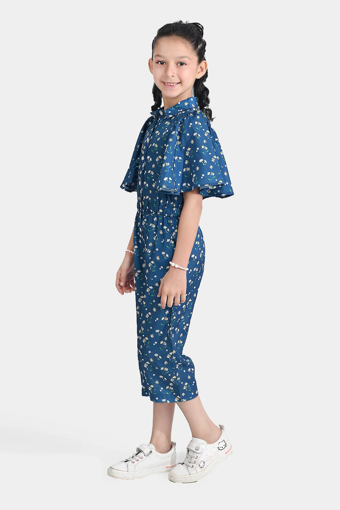 Girls Poly Mesh Jump Suit Blue Bell-Multi