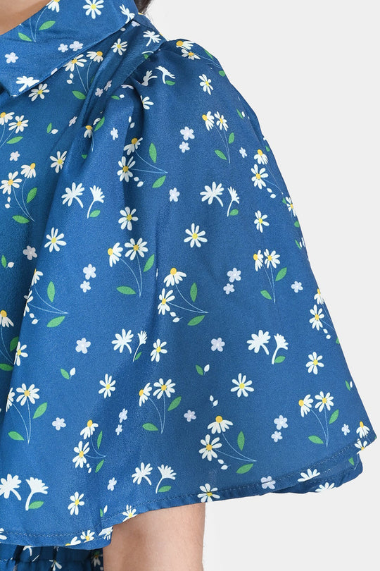 Girls Poly Mesh Jump Suit Blue Bell-Multi