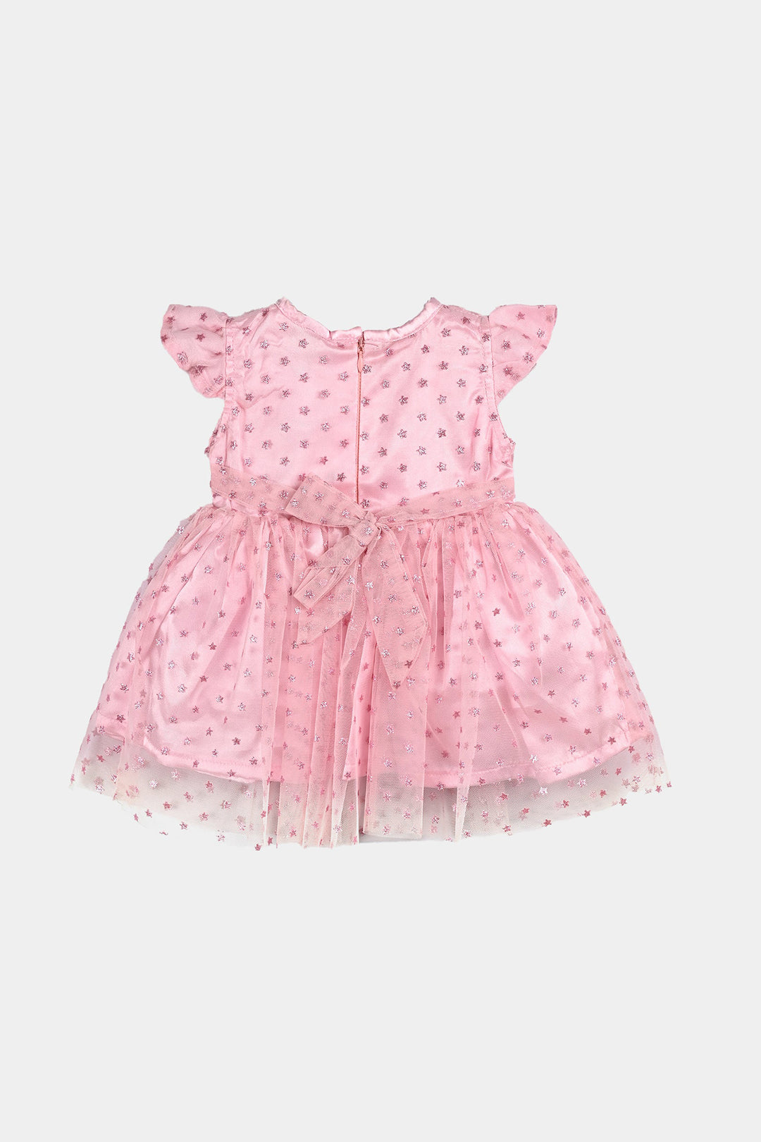Infant Girls Net Fancy Frock Glowing Star-Pink