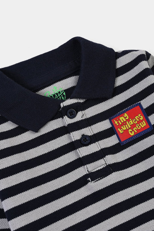 Infant Boys Cotton PK Polo F/S Tiny Builders-NAVY