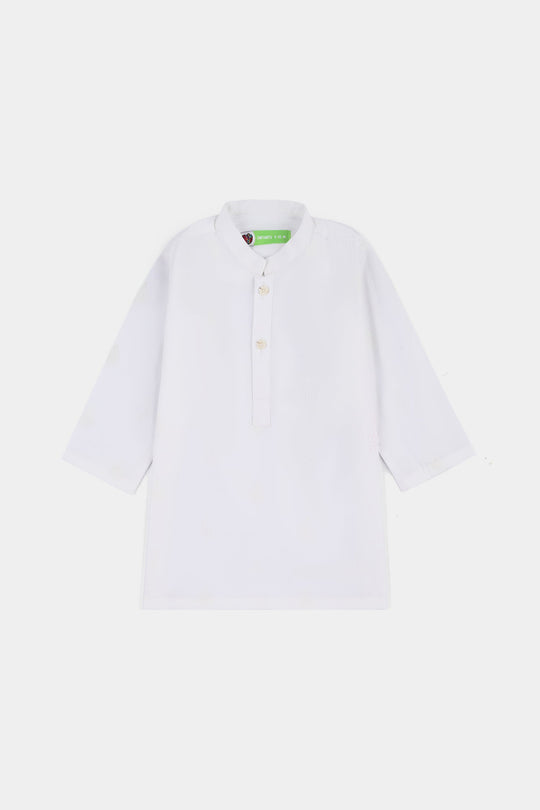 Infant Boys Cotton Poplin Kurta Pajama - White