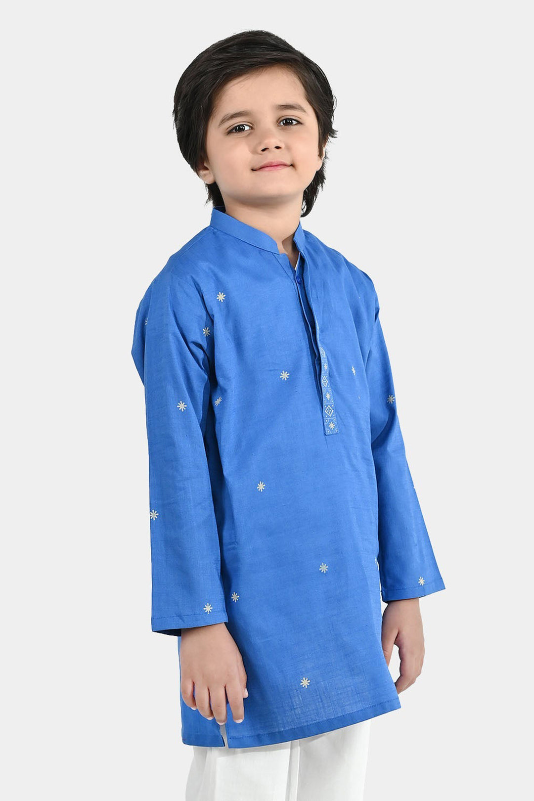 Boys Cotton Slub Printed Kurta (Funk) - Blue