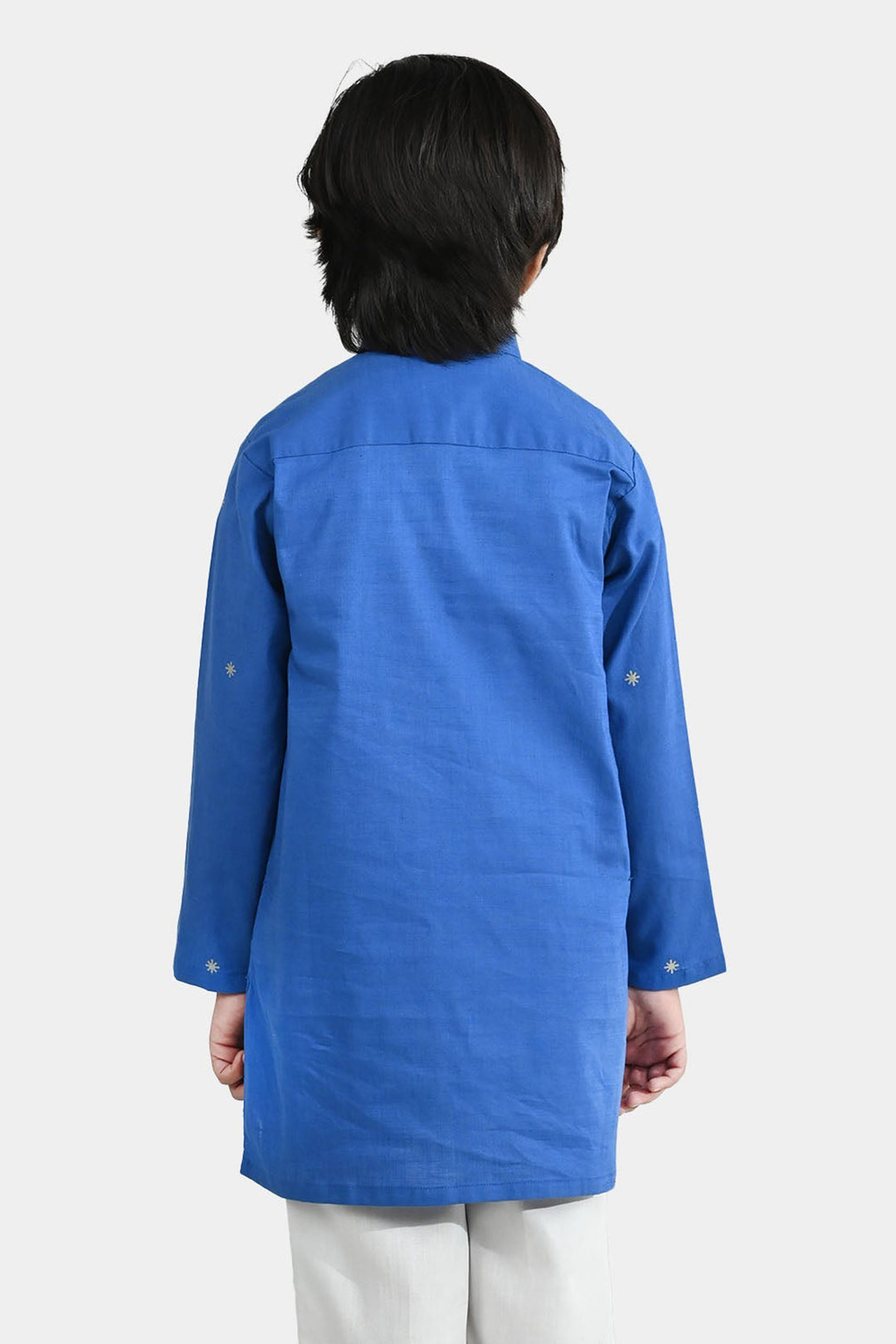 Boys Cotton Slub Printed Kurta (Funk) - Blue