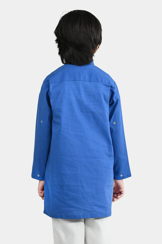 Boys Cotton Slub Printed Kurta (Funk) - Blue