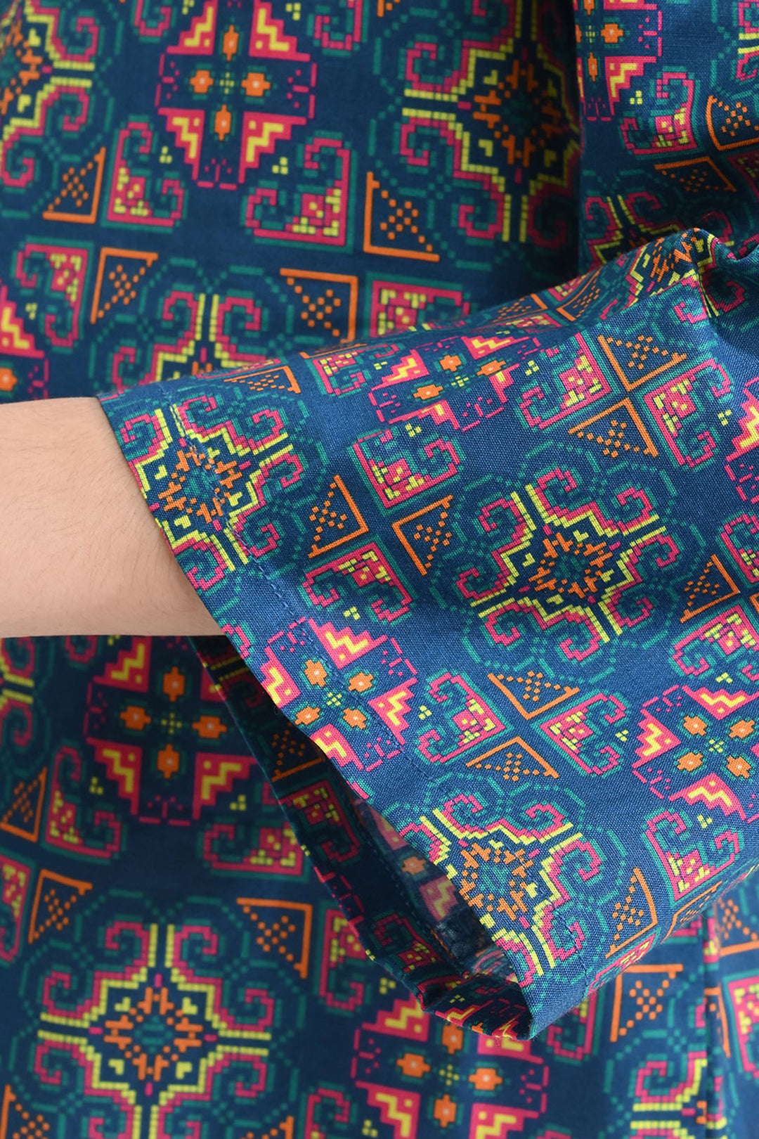 Girls Cotton Poplin Printed Kurti Tribal-Multi