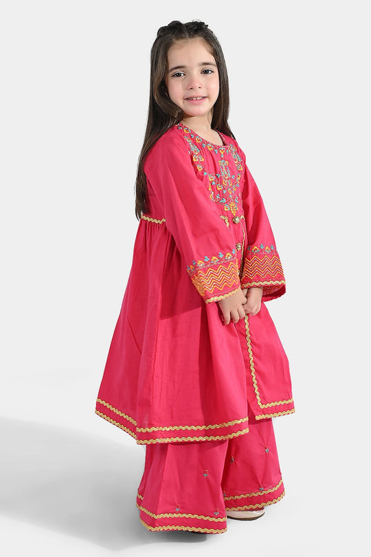 Girls Cotton 2Pcs Razia-Shocking Pink