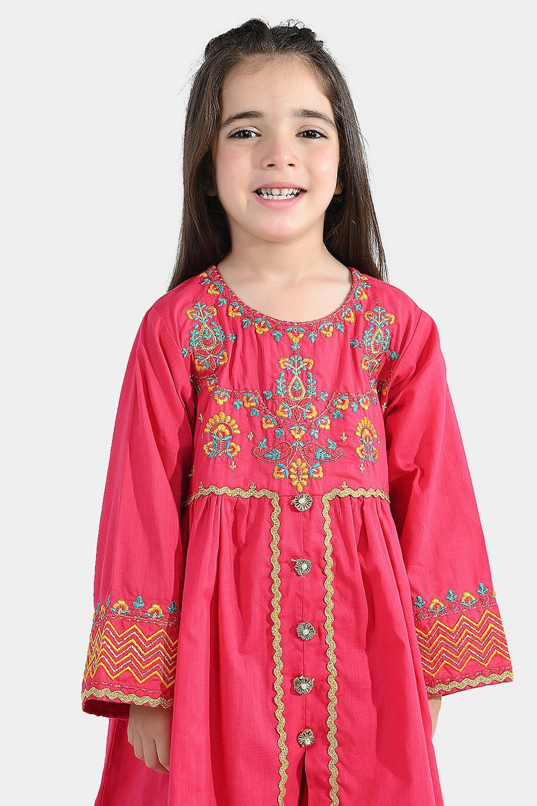 Girls Cotton 2Pcs Razia-Shocking Pink