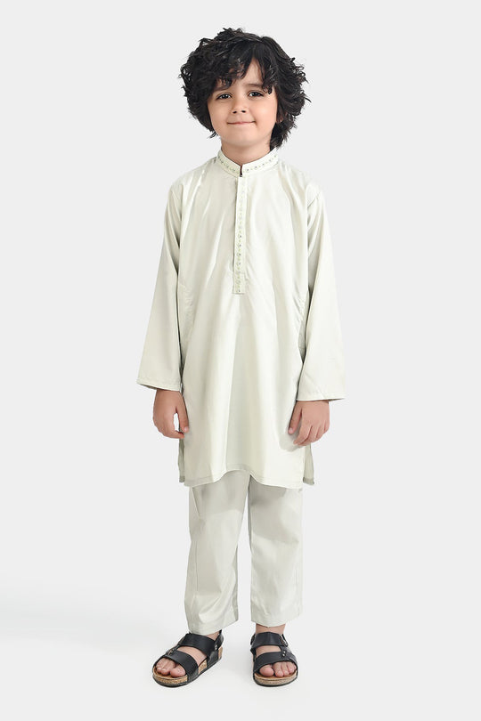 Boys Poly Viscose Kurta Pajama (Lurex Dots)-P.Green